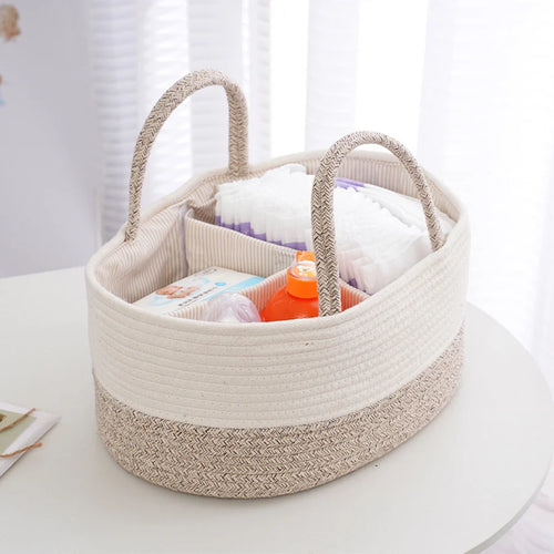 Cotton Rope Baby Nursery Caddy – Portable Nappy Organiser
