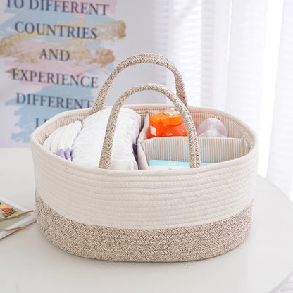 Cotton Rope Baby Nursery Caddy – Portable Nappy Organiser