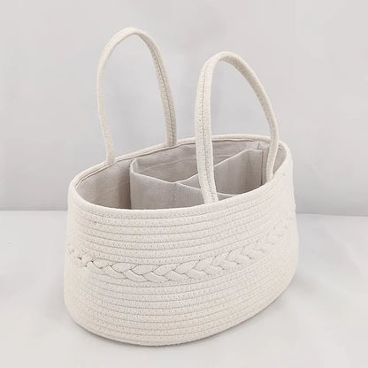 Cotton Rope Baby Nursery Caddy – Portable Nappy Organiser