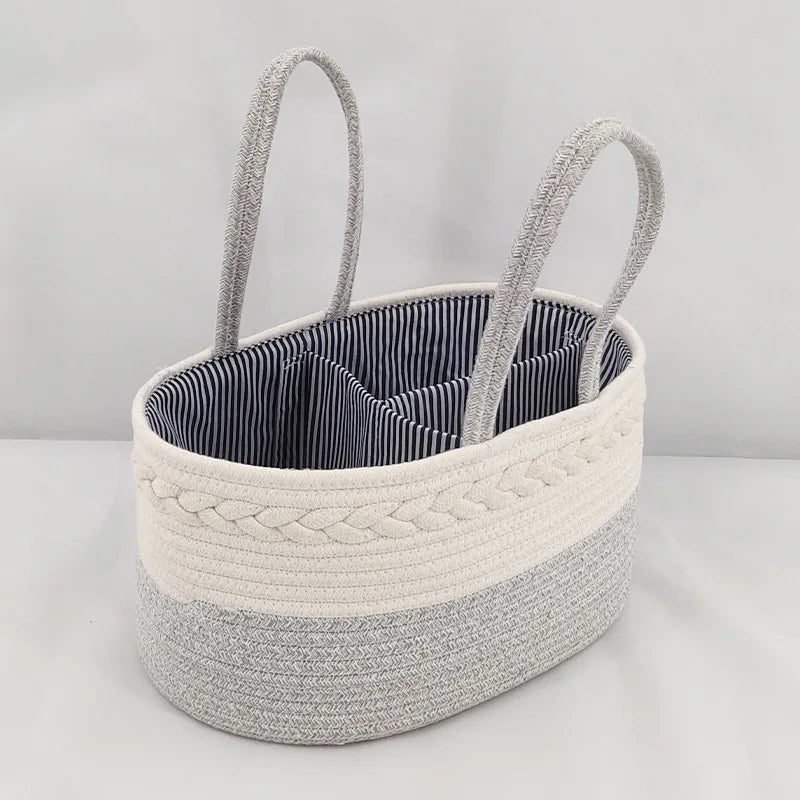 Cotton Rope Baby Nursery Caddy – Portable Nappy Organiser