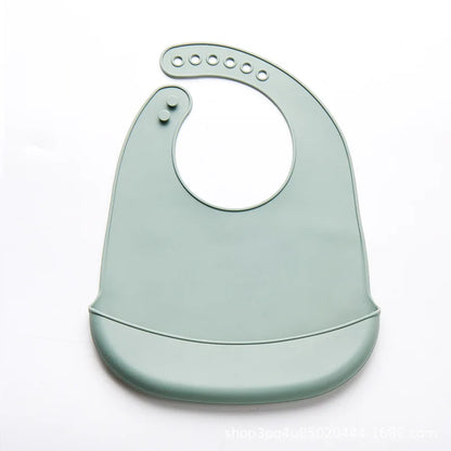 Premium Soft Silicone Baby Bib with Food Catcher – Waterproof & Safe